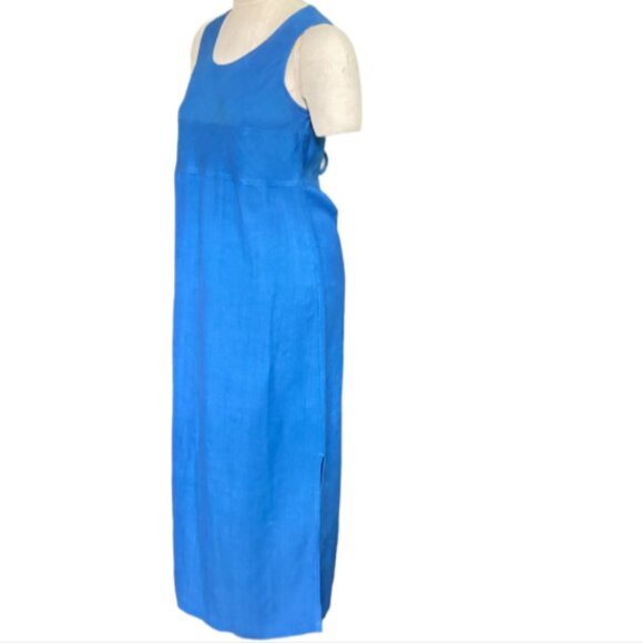 Maggy London Linen Rayon Sleeveless Midi Tank Dress Sz 8 Blue88P - Picture 3 of 5